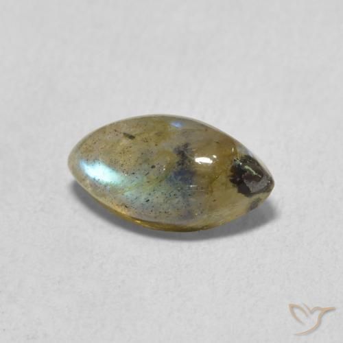 1.66 ct Multicolor Labradorite Stone, Natural Labradorite in Marquise Cabochon Shape for Sale