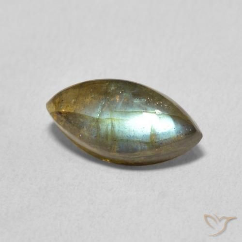 2.34 ct Multicolor Labradorite Stone, Natural Labradorite in Marquise Cabochon Shape for Sale