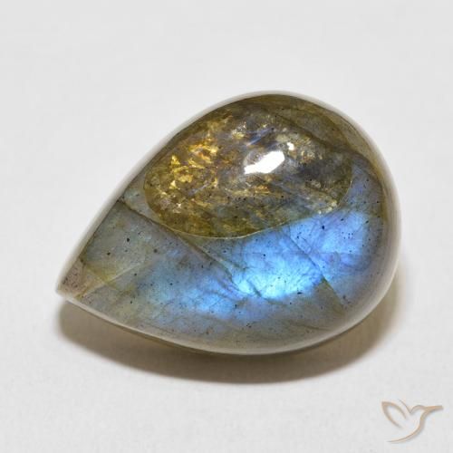 19.92 ct Multicolor Labradorite Stone, Natural Labradorite in Pear Cabochon Shape for Sale