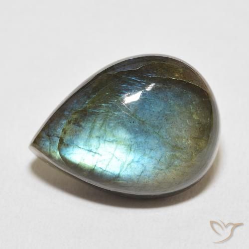 18.54 ct Multicolor Labradorite Stone, Natural Labradorite in Pear Cabochon Shape for Sale