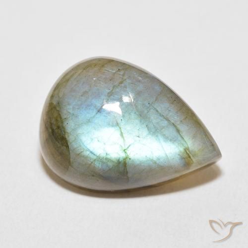 17.88 ct Multicolor Labradorite Stone, Natural Labradorite in Pear Cabochon Shape for Sale