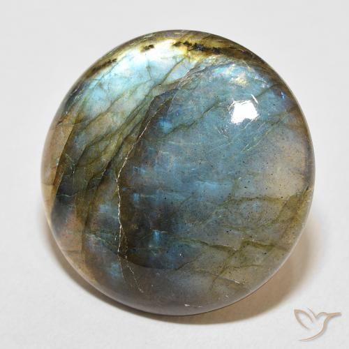 32.38 ct Multicolor Labradorite Stone, Natural Labradorite in Round Cabochon Shape for Sale
