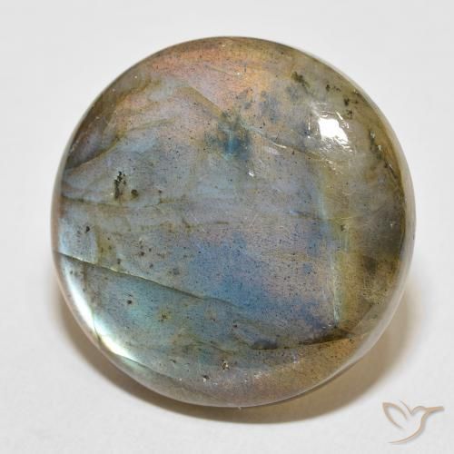 34.40 ct Multicolor Labradorite Stone, Natural Labradorite in Round Cabochon Shape for Sale