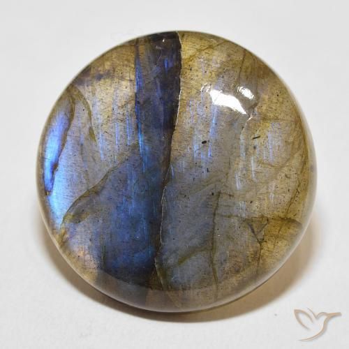 33.60 ct Multicolor Labradorite Stone, Natural Labradorite in Round Cabochon Shape for Sale