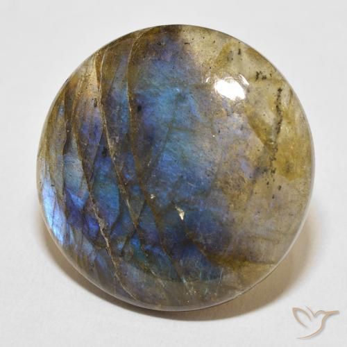 28.95 ct Multicolor Labradorite Stone, Natural Labradorite in Round Cabochon Shape for Sale