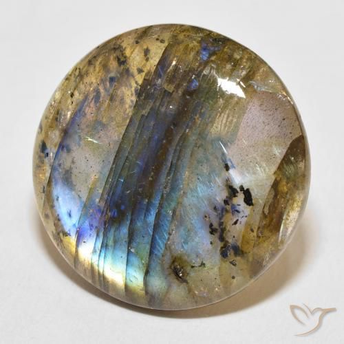28.11 ct Multicolor Labradorite Stone, Natural Labradorite in Round Cabochon Shape for Sale