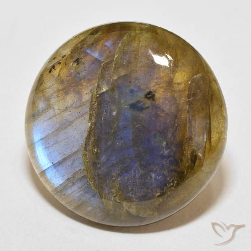 30.59 ct Multicolor Labradorite Stone, Natural Labradorite in Round Cabochon Shape for Sale