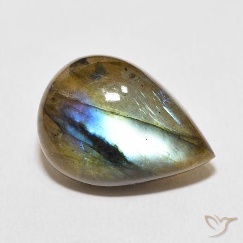11.18 ct Multicolor Labradorite Stone, Natural Labradorite in Pear Cabochon Shape for Sale