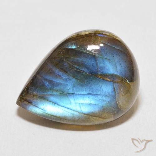 14.43ct Natural Multicolor Labradorite, Pear Shape, Translucent