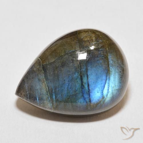 17.96ct Natural Multicolor Labradorite, Pear Shape, Translucent