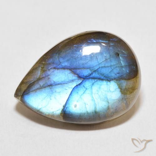 13.71ct Natural Multicolor Labradorite, Pear Shape, Translucent