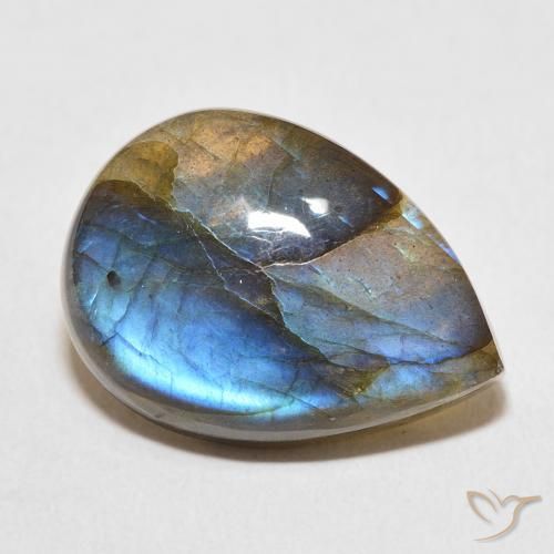 13.71 ct Multicolor Labradorite Stone, Natural Labradorite in Pear Cabochon Shape for Sale