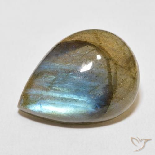 13.87ct Natural Multicolor Labradorite, Pear Shape, Translucent