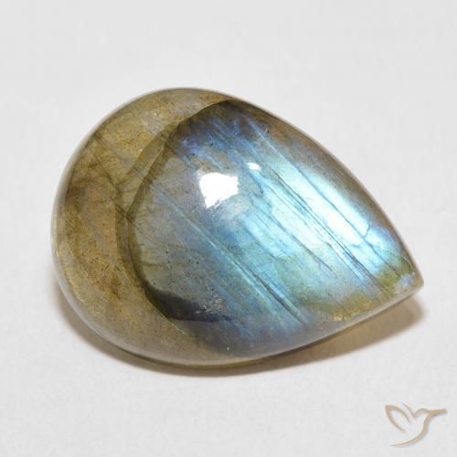 13.87 ct Multicolor Labradorite Stone, Natural Labradorite in Pear Cabochon Shape for Sale