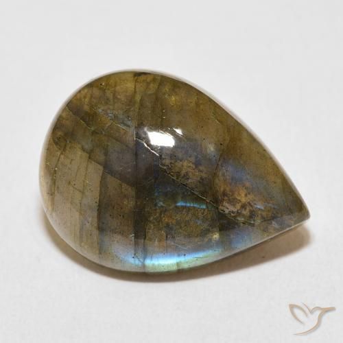 14.31 ct Multicolor Labradorite Stone, Natural Labradorite in Pear Cabochon Shape for Sale