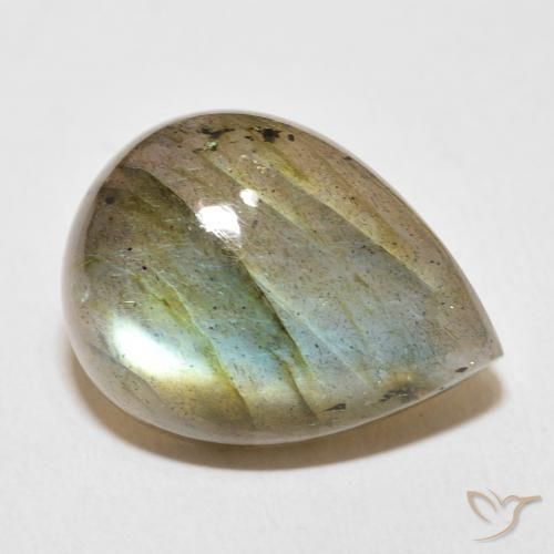 16.33 ct Multicolor Labradorite Stone, Natural Labradorite in Pear Cabochon Shape for Sale