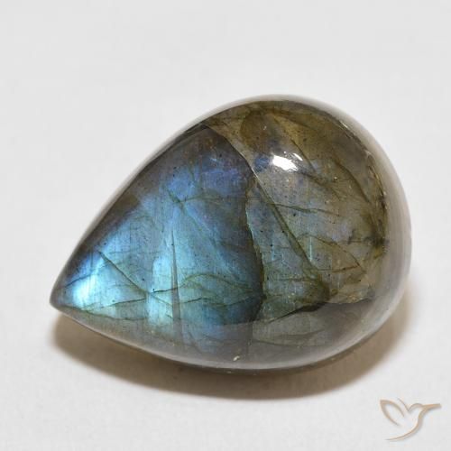 19.61ct Natural Multicolor Labradorite, Pear Shape, Translucent