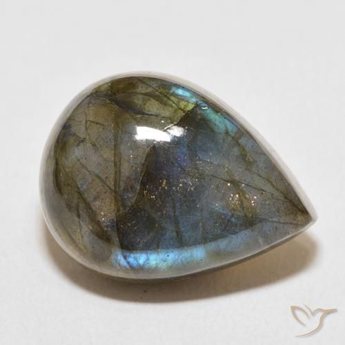 19.61 ct Multicolor Labradorite Stone, Natural Labradorite in Pear Cabochon Shape for Sale