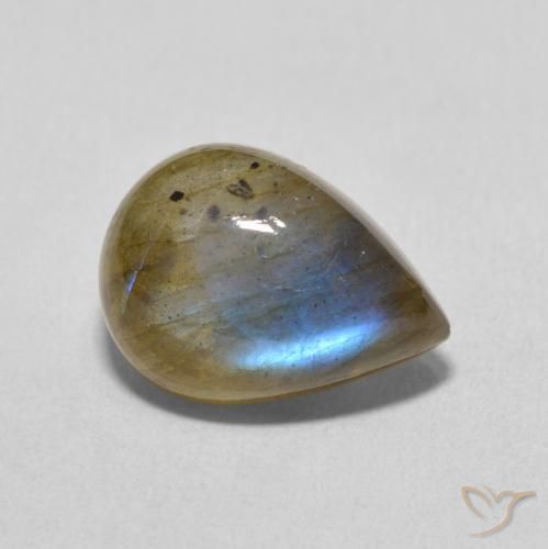 6.34 ct Multicolor Labradorite Stone, Natural Labradorite in Pear Cabochon Shape for Sale