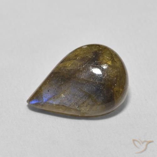 4.18 ct Multicolor Labradorite Stone, Natural Labradorite in Pear Cabochon Shape for Sale