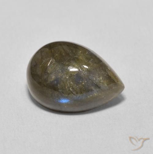 6.44 ct Multicolor Labradorite Stone, Natural Labradorite in Pear Cabochon Shape for Sale