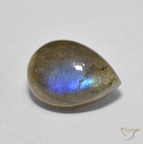 6.76 ct Multicolor Labradorite Stone, Natural Labradorite in Pear Cabochon Shape for Sale