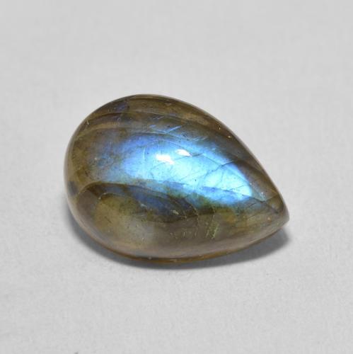 5.90 ct Multicolor Labradorite Stone, Natural Labradorite in Pear Cabochon Shape for Sale