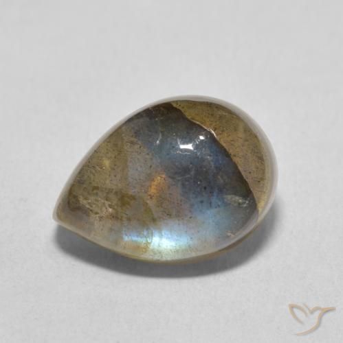 7.61ct Natural Multicolor Labradorite, Pear Shape, Translucent