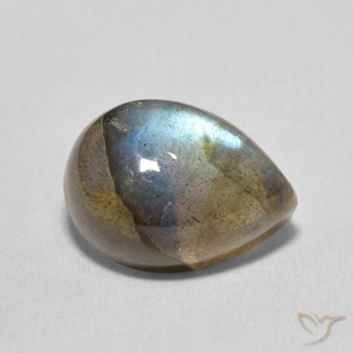 7.61 ct Multicolor Labradorite Stone, Natural Labradorite in Pear Cabochon Shape for Sale