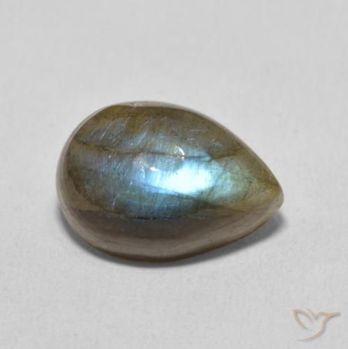 6.49 ct Multicolor Labradorite Stone, Natural Labradorite in Pear Cabochon Shape for Sale