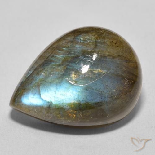 15.57ct Natural Multicolor Labradorite, Pear Shape, Translucent