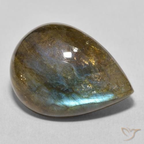 15.57 ct Multicolor Labradorite Stone, Natural Labradorite in Pear Cabochon Shape for Sale