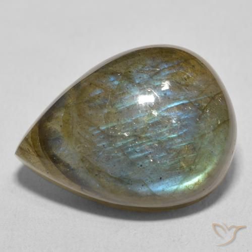 16.90 ct Multicolor Labradorite Stone, Natural Labradorite in Pear Cabochon Shape for Sale