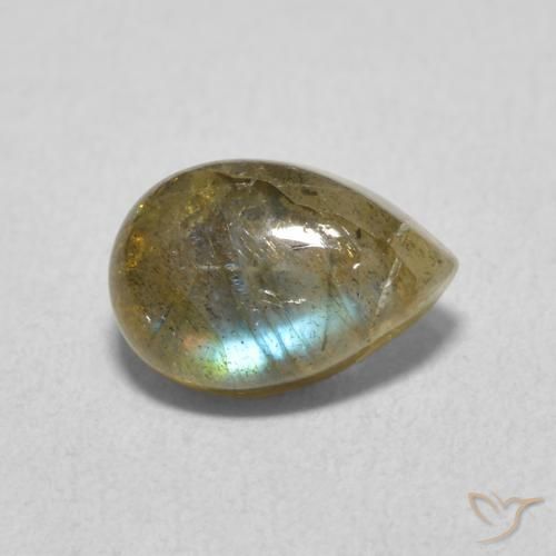 1.89 ct Multicolor Labradorite Stone, Natural Labradorite in Pear Cabochon Shape for Sale