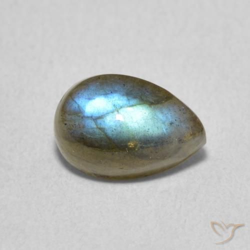 1.78 ct Multicolor Labradorite Stone, Natural Labradorite in Pear Cabochon Shape for Sale