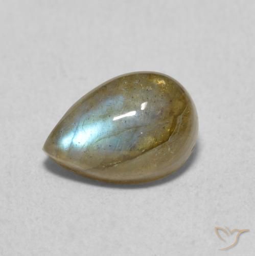 1.79 ct Multicolor Labradorite Stone, Natural Labradorite in Pear Cabochon Shape for Sale