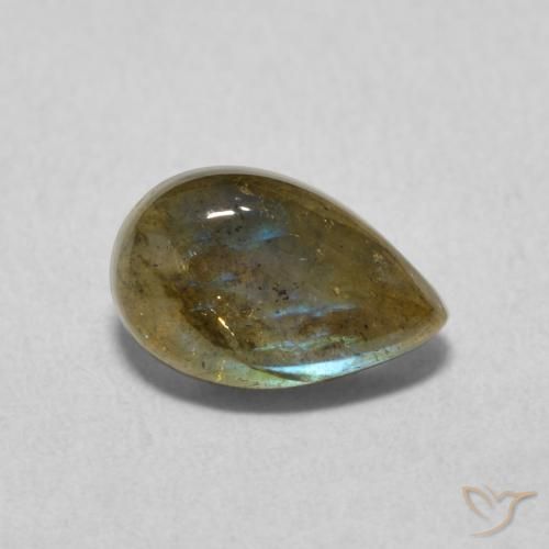 1.43 ct Multicolor Labradorite Stone, Natural Labradorite in Pear Cabochon Shape for Sale