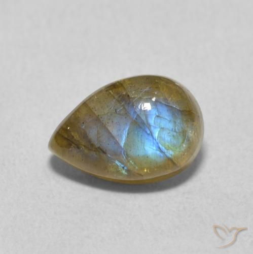 1.77ct Natural Multicolor Labradorite, Pear Shape, Translucent