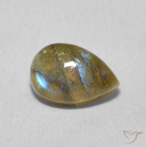 1.77 ct Multicolor Labradorite Stone, Natural Labradorite in Pear Cabochon Shape for Sale