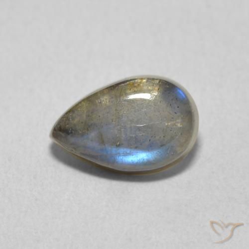 1.63 ct Multicolor Labradorite Stone, Natural Labradorite in Pear Cabochon Shape for Sale