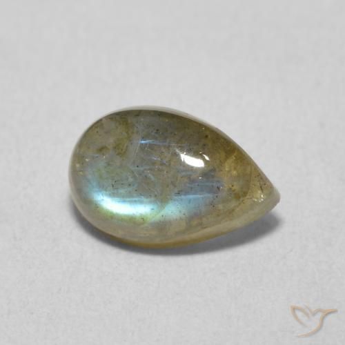 1.61 ct Multicolor Labradorite Stone, Natural Labradorite in Pear Cabochon Shape for Sale