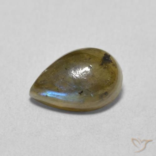 1.59 ct Multicolor Labradorite Stone, Natural Labradorite in Pear Cabochon Shape for Sale