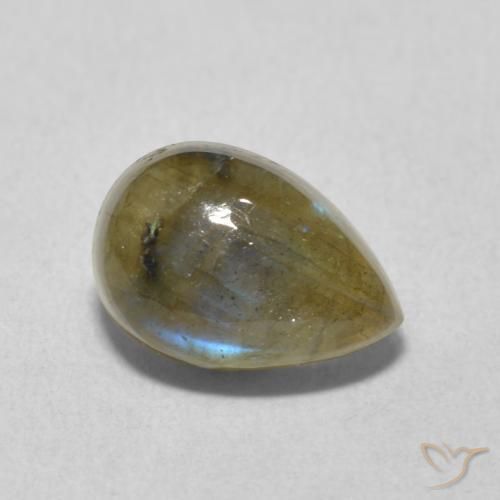2.44 ct Multicolor Labradorite Stone, Natural Labradorite in Pear Cabochon Shape for Sale