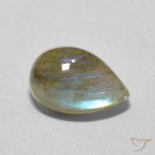 2.28 ct Multicolor Labradorite Stone, Natural Labradorite in Pear Cabochon Shape for Sale