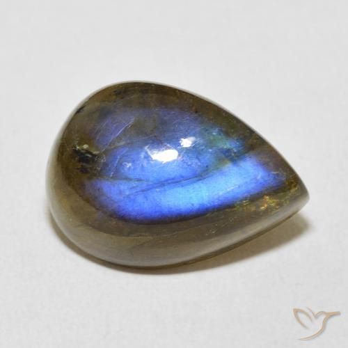 12.28 ct Multicolor Labradorite Stone, Natural Labradorite in Pear Cabochon Shape for Sale