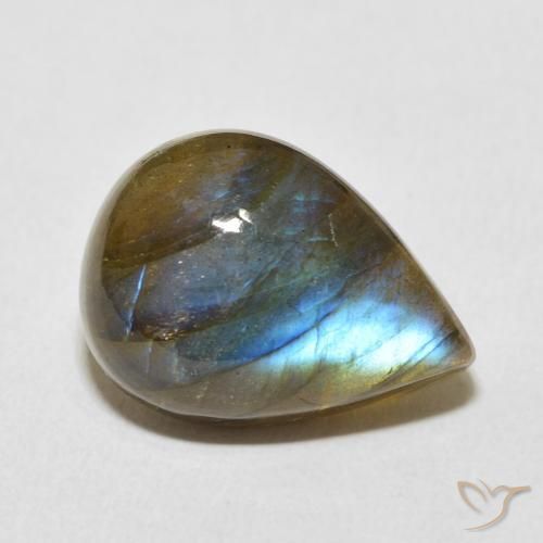 12.83 ct Multicolor Labradorite Stone, Natural Labradorite in Pear Cabochon Shape for Sale