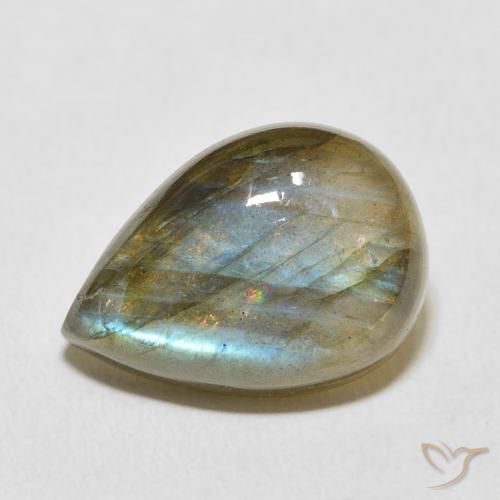 12.23ct Natural Multicolor Labradorite, Pear Shape, Translucent
