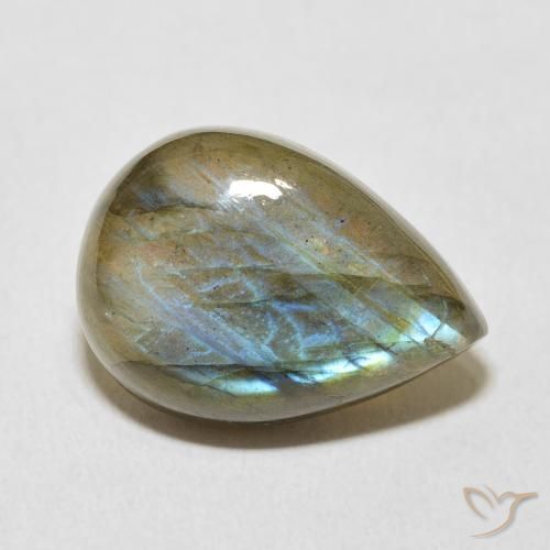 12.23 ct Multicolor Labradorite Stone, Natural Labradorite in Pear Cabochon Shape for Sale