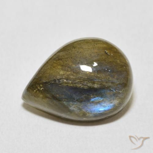 8.12 ct Multicolor Labradorite Stone, Natural Labradorite in Pear Cabochon Shape for Sale