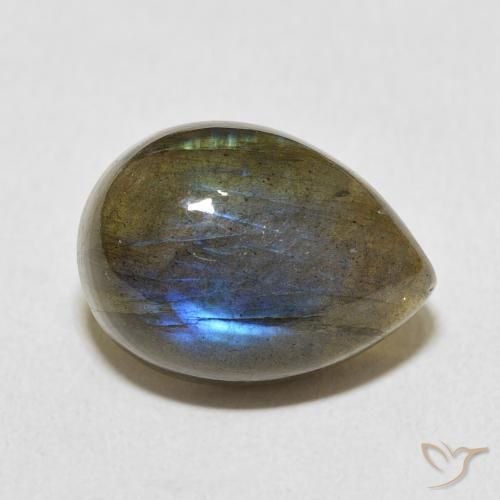 10.42 ct Multicolor Labradorite Stone, Natural Labradorite in Pear Cabochon Shape for Sale